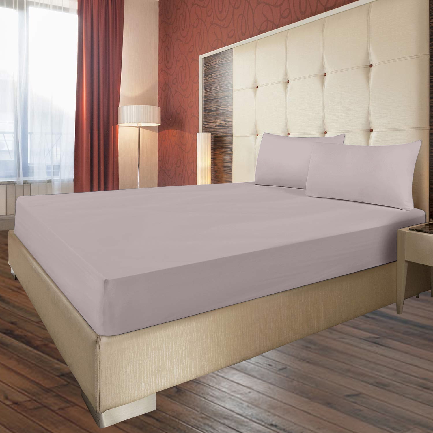 Fitted Sheet, Solid Color Microfiber Deep Pocket Tight Fit Fitted Sheet