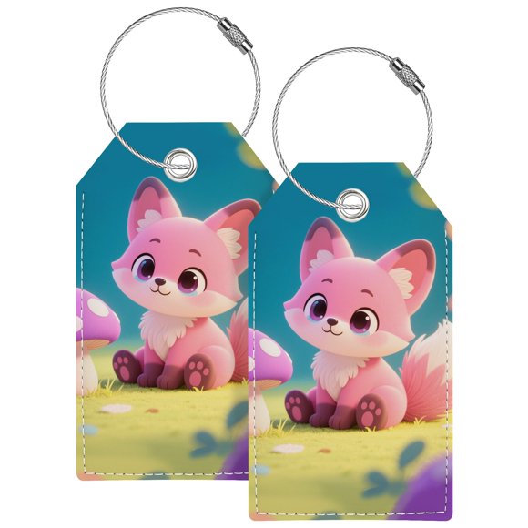 Etiquetas para Equipaje CASMONAL Zorro Rosa Cuero Sintético 11x6 cm