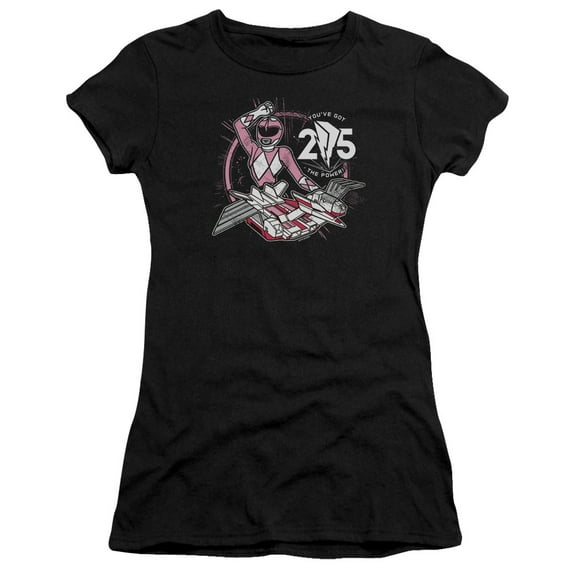 Power Rangers Pink 25 Junior Women's T-Shirt Sheer Black