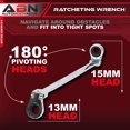 thumbnail image 2 of ABN Ratcheting Wrench 13 and 15mm Double End Flex Head Metric Ratcheting Wrench, 2 of 2