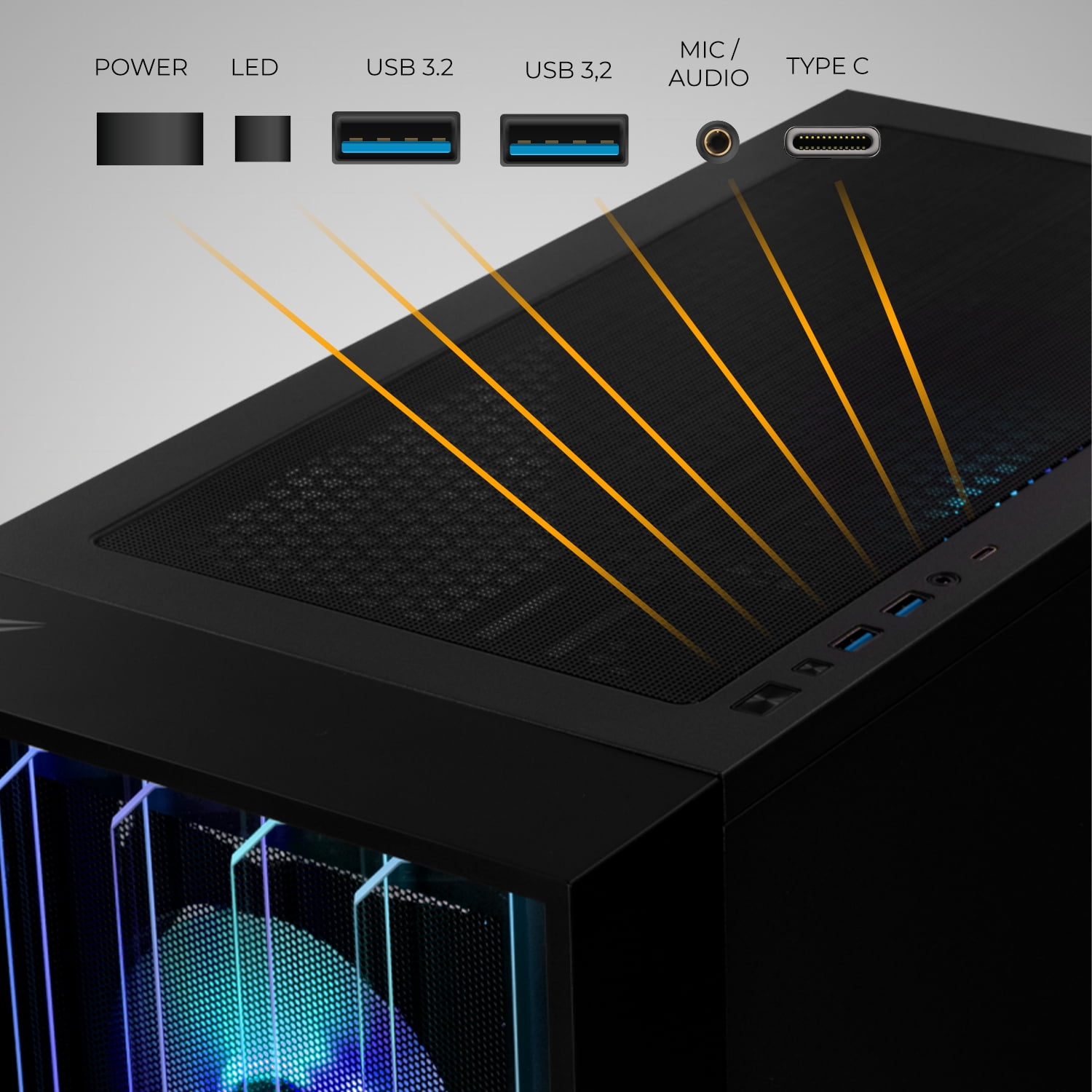 YEYIAN Gaming PC. Core i5 14400F, RTX 5060 8GB GDDR7, 1TB NVMe, 16GB DDR5, 650W 80+ GOLD, Windows 11 Home. Model YPI-MS44F0B-5601B