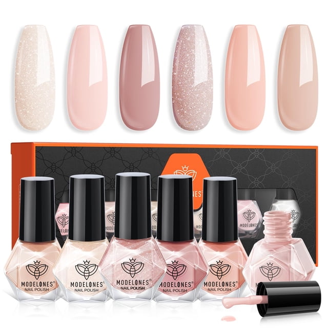 Set de esmaltes de uñas MODELONES, 6 colores, neutro, nude, Bubble Bath