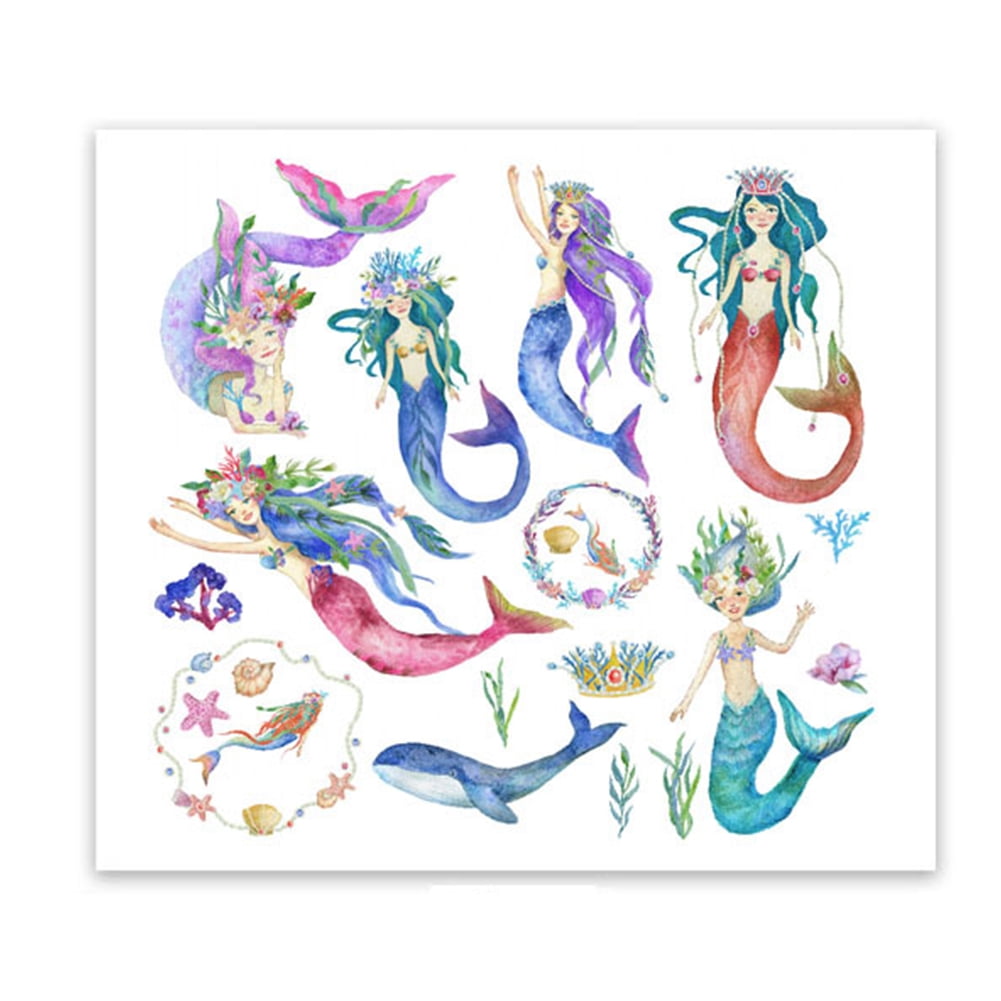 Cartoon mermaid princess Wall Stickers Wallpaper DIY Vinyl Home Wall Decals Kids Living Room ...