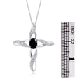 thumbnail image 4 of RYLOS Necklace Sterling Silver 925 Cross Necklace with Gemstone &  Diamonds Pendant with 18" Chain 7X5MM Cabochon Onyx October Birthstone Womens Jewelry Silver Necklace For Women, 4 of 8