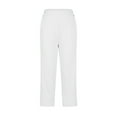 thumbnail image 4 of Fesfesfes Women's High-Waisted Cropped Pants Slim Side Slits Fitness Pants with Pockets Solid Color Soft Stretch Casual Daily Wearing(White,3XL), 4 of 5