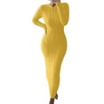 thumbnail image 1 of WTXUE Robe à Manches Longues, Chandail d'Automne et d'Hiver Robe en Laine à Manches Longues, Robe en Lin, Robe Jaune Femmes, Jaune 2TG, 1 of 3