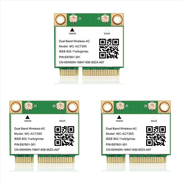 3X 1200Mbps Bluetooth 4.2 Mini Tarjeta PCI-e Wifi -AC7265 Tarjeta de Red Inalámbrica 7265 802.11ac 2.4G 5Ghz para Computadora Portátil 7260HMW