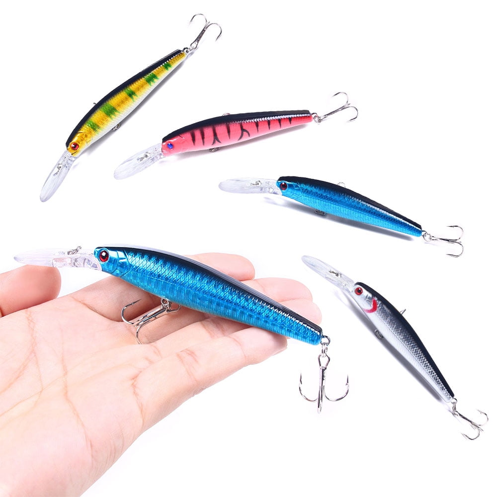 HENGJIA Minnow Bass Fishing Lures, Jerkbait Lure Set Hard Baits Crankbait for Catfish Walleye Trout Fishing Bait 4Pcs/kit,4.92'' 0.49oz