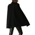 thumbnail image 3 of INSPIRE CHIC Women's Winter Slit Sleeve Double Breasted Cloak Coat M Black, 3 of 6