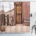 thumbnail image 1 of Ambesonne Barn Wood Wagon Wheel Shower Curtain, Farmhouse, 69"Wx75"L, Umber Pale Brown, 1 of 3