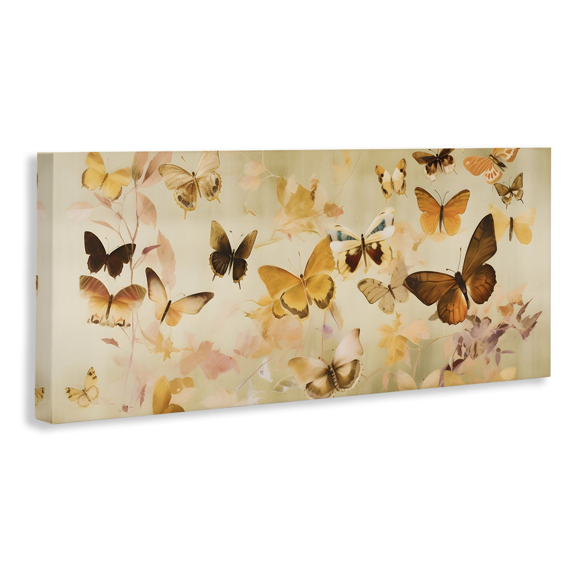Stupell Industries Neutral Butterfly Array Animals & Insects Painting Gallery Wrapped Canvas Art Print Wall Art, 40 x 17