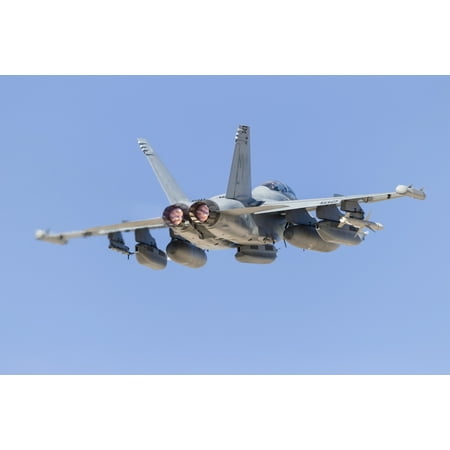 A US Navy EA-18G Growler taking off from Nellis Air Force Base Nevada Poster Print by Rob EdgcumbeStocktrek