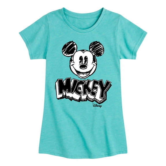 Disney - Mickey Mouse Sketched - Toddler & Youth Girls Short Sleeve Graphic T-Shirt