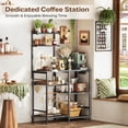 thumbnail image 3 of Huuger 31.5 Inch Bakers Rack with Power Outlets, Kitchen Microwave Stand with Storage, Coffee Bar with 4 Hooks, 3-Level Height Open Shelves, Grey, 3 of 8