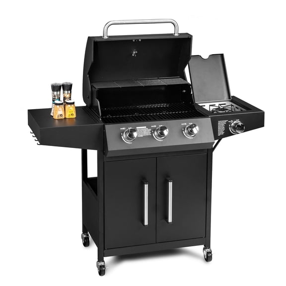 Ktaxon 3 Burner Propane Grill Gas Stove 46000 BTU with Side Stove,Wheels
