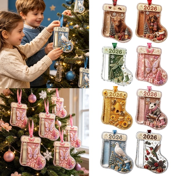 Christmas Cash Gift Ornament, Stocking-Shaped Money Gift Holder with Cash Tube and Hanging Ribbon, Money Gift Ornament for Tree Wreath Stocking and Christmas Morning Surprises