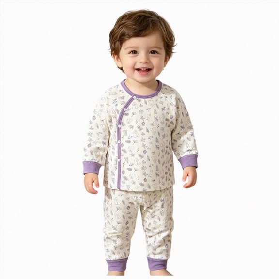 TOWED22 Toddler Boy Outfit Long Sleeve Print Sweatshirts and Pants Set 2Pcs Infant Baby Spring Fall Winter Clothes Sets Size:2-3 Y,Color:Purple