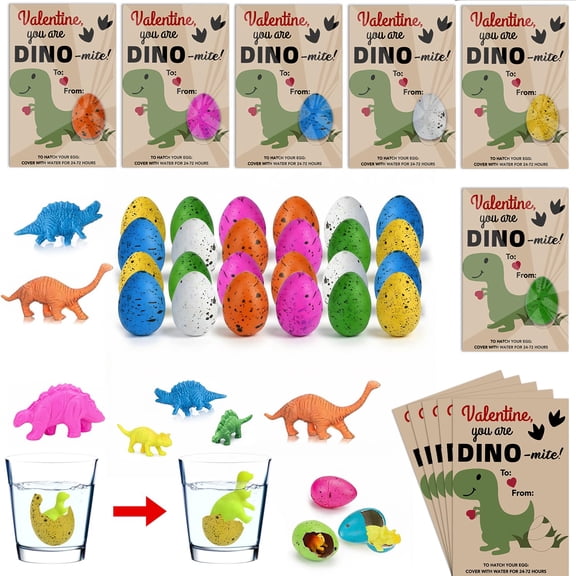 12-Pack Hatching Dinosaur Egg Cards - Dino Valentine Exchange Set for Kids, School Parties, Classroom Favors & Birthday Decorations