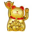 thumbnail image 1 of 2 Inch Solar Automatic Waving Lucky Cat Car Cashier Ornament Shop Feng Shui Cat, 1 of 8