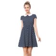 thumbnail image 1 of Unique Bargains Robe Femme Col Poupée au-Dessus du Genou Fermeture Éclair Cachée Dos, 1 of 5