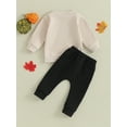 thumbnail image 4 of Wassery Toddler Boys Thanksgiving Outfits Infant Baby 2Pcs Fall Clothes Set Letter Print Long Sleeve Sweatshirts and Solid Color Long Pants 0-3T, 4 of 9