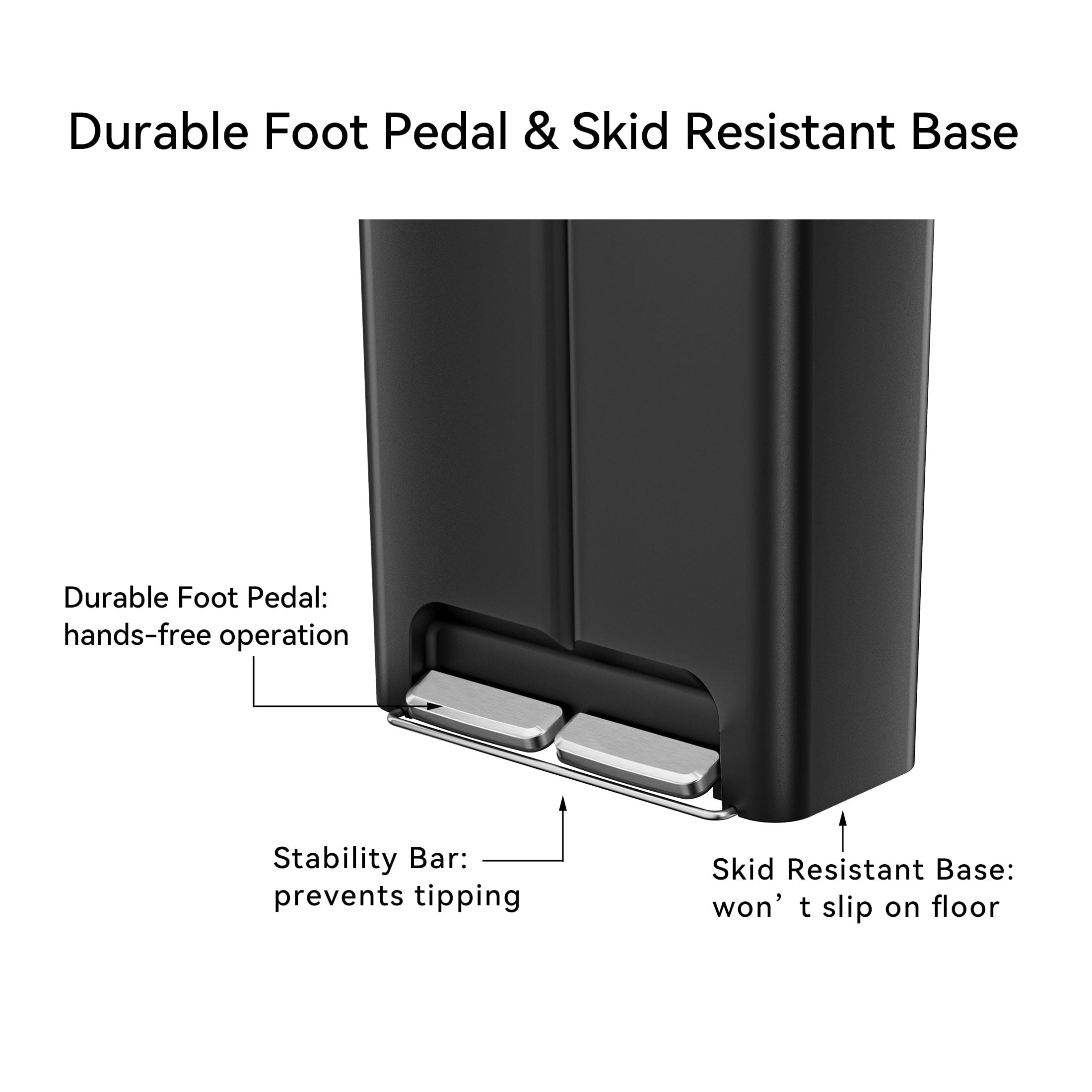 Better Homes & Gardens Kitchen Recycle Trash Can, 16 Gallon Plastic Dual Compartment Step Garbage Bin, Black