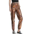 thumbnail image 3 of Pantalones de cintura alta para mujer, ropa informal de verano, pantalones metálicos, 3 of 3