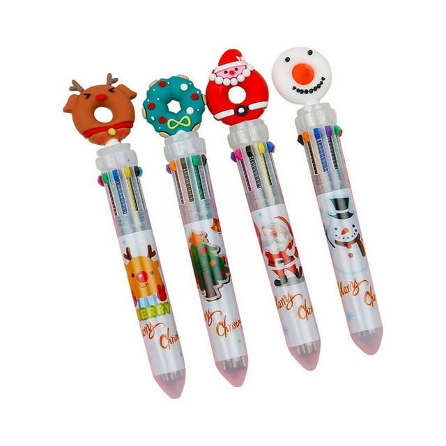 New Christmas Tree Santa 6 Colors Cartoon Press Plastic Cute Ballpoint Pen for Students Christmas Gifts Creative Hand Account Pen Press Ball Point Pen Random * 1 * 1ml