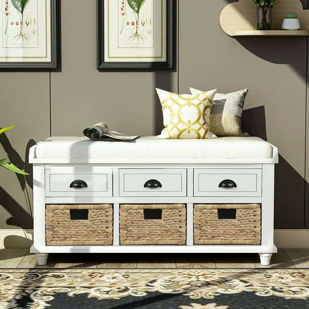 SENTERN Entryway Storage Bench Shoe Bench with 3 Drawers