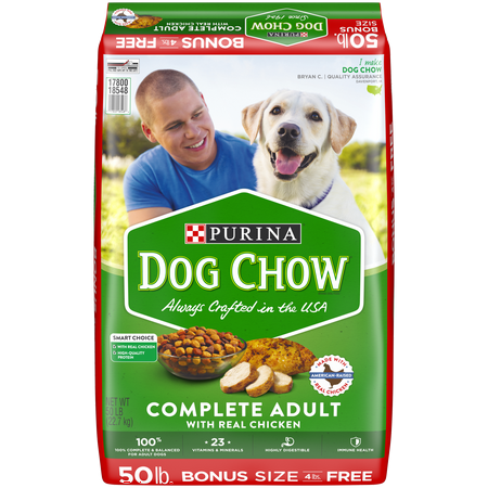 Purina Dog Chow Dry Dog Food, Complete Adult With Real Chicken - 50 lb. (Best Dog Food For Bichons With Allergies)