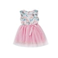 thumbnail image 1 of Qmyliery Girls' Princess Dress Stitching Mesh Hem Puffy Flower Sleeveless Dress Pink, 1 of 9