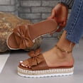 thumbnail image 4 of AXXD Brown Spring Sandals for Women 2024 Summer Flat Beach Thick Soled Bow Hemp Rope Flat Bottomed Beach Sandals Mothers Day, 4 of 9