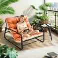 thumbnail image 2 of HomeMiYN Patio Outdoor Lounge Chair,Oversized Comfy Sling Recliner Chair,Support 500lbs with Extra Thick Puffy Cushion,Modern Outside Furniture Set for Backyard,Garden,Porch,Poolside,Orange/Beige, 2 of 9