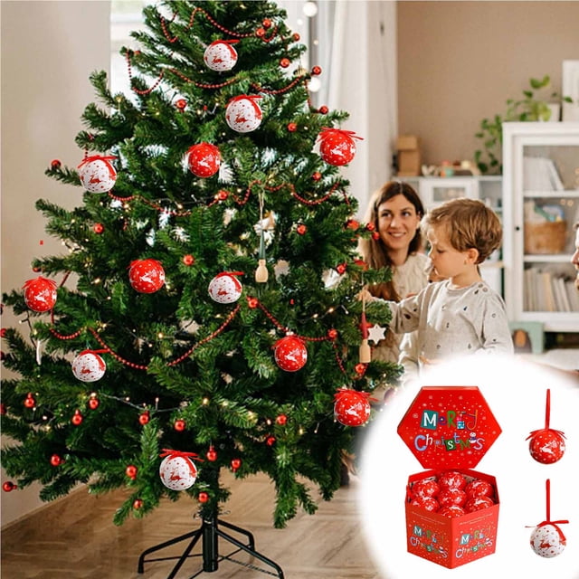 Fiudx Liquidación navideña Paquete de regalo con combinación de adornos navideños, bola navideña y campana, colgante para árbol de Navidad, juego de bolas navideñas
