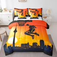 thumbnail image 1 of Boys Ball Sports Bed in a Bag King 7 Pieces,Basketball Hoop Comforter Set Reversible Sunset Cityscape Competitive Games Design,Soft Breathable Bedding Sets with Comforter,Sheets,Pillowcases, 1 of 5