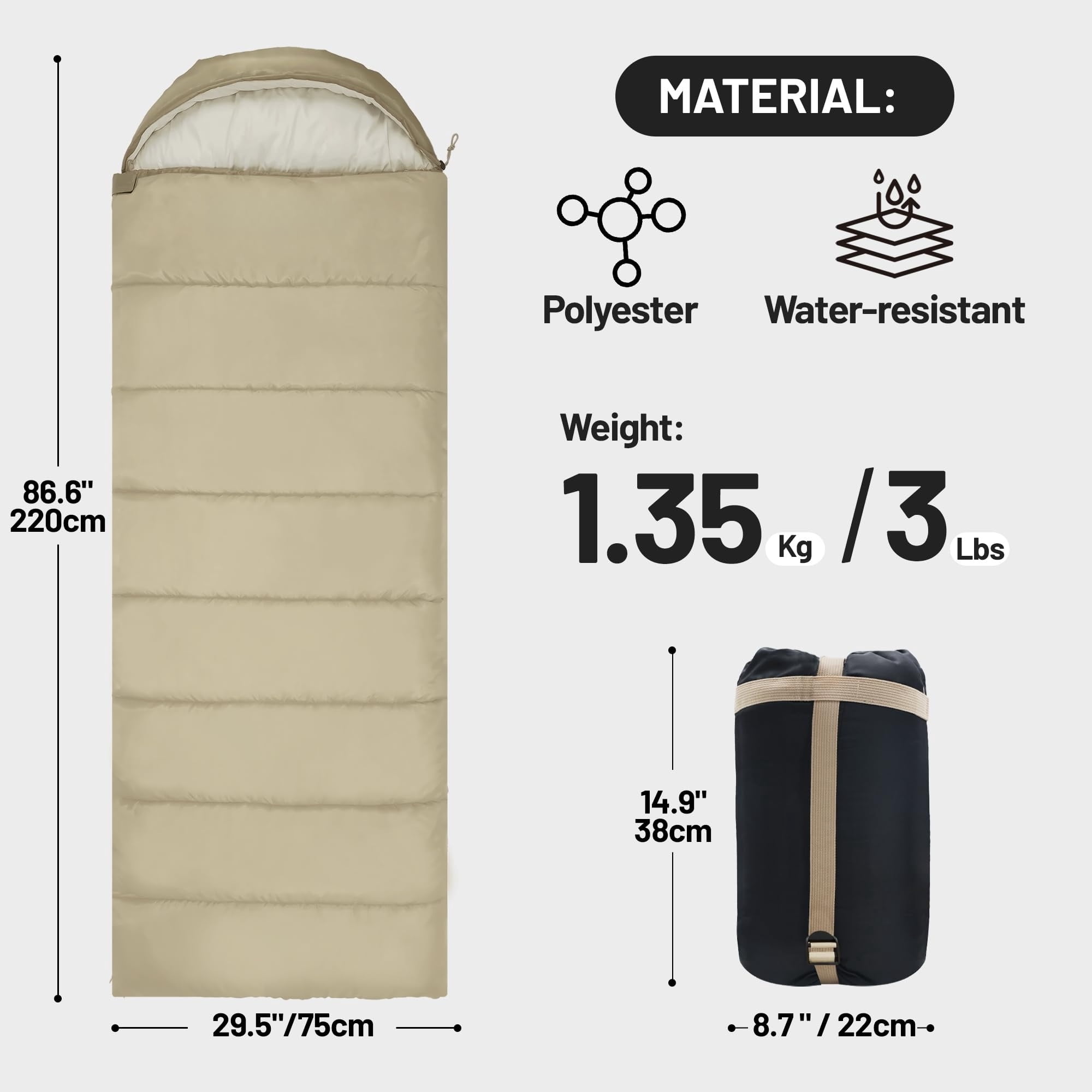 Backpacking Sleeping Bags for Adults, Unzip to Blanket, Waterproof, Lightweight, Camping, Portable Sleeping Bags Outdoor Travel Hiking