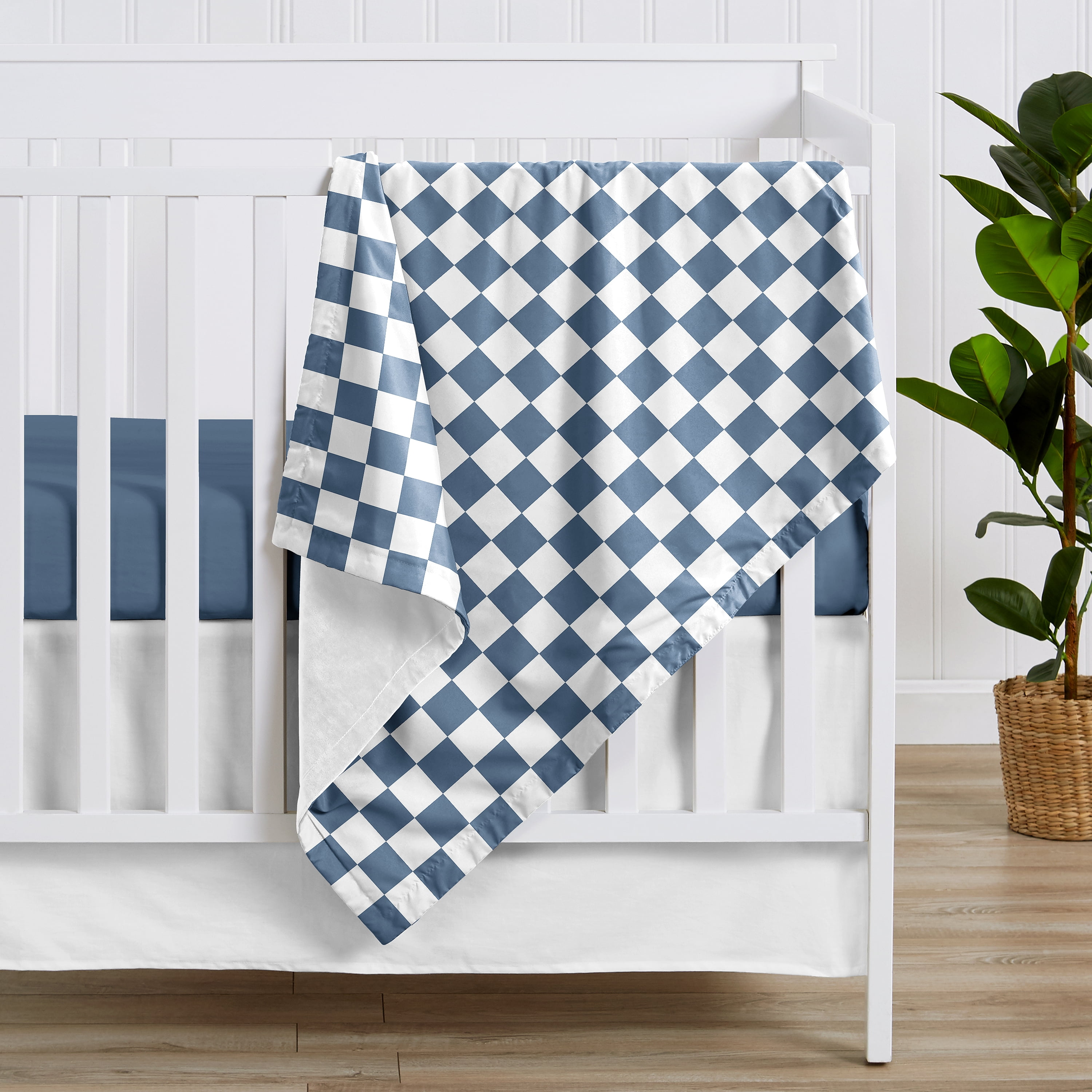 Sweet Jojo Designs Blue Gingham Checkered Plaid Boy Baby Receiving Security Blanket