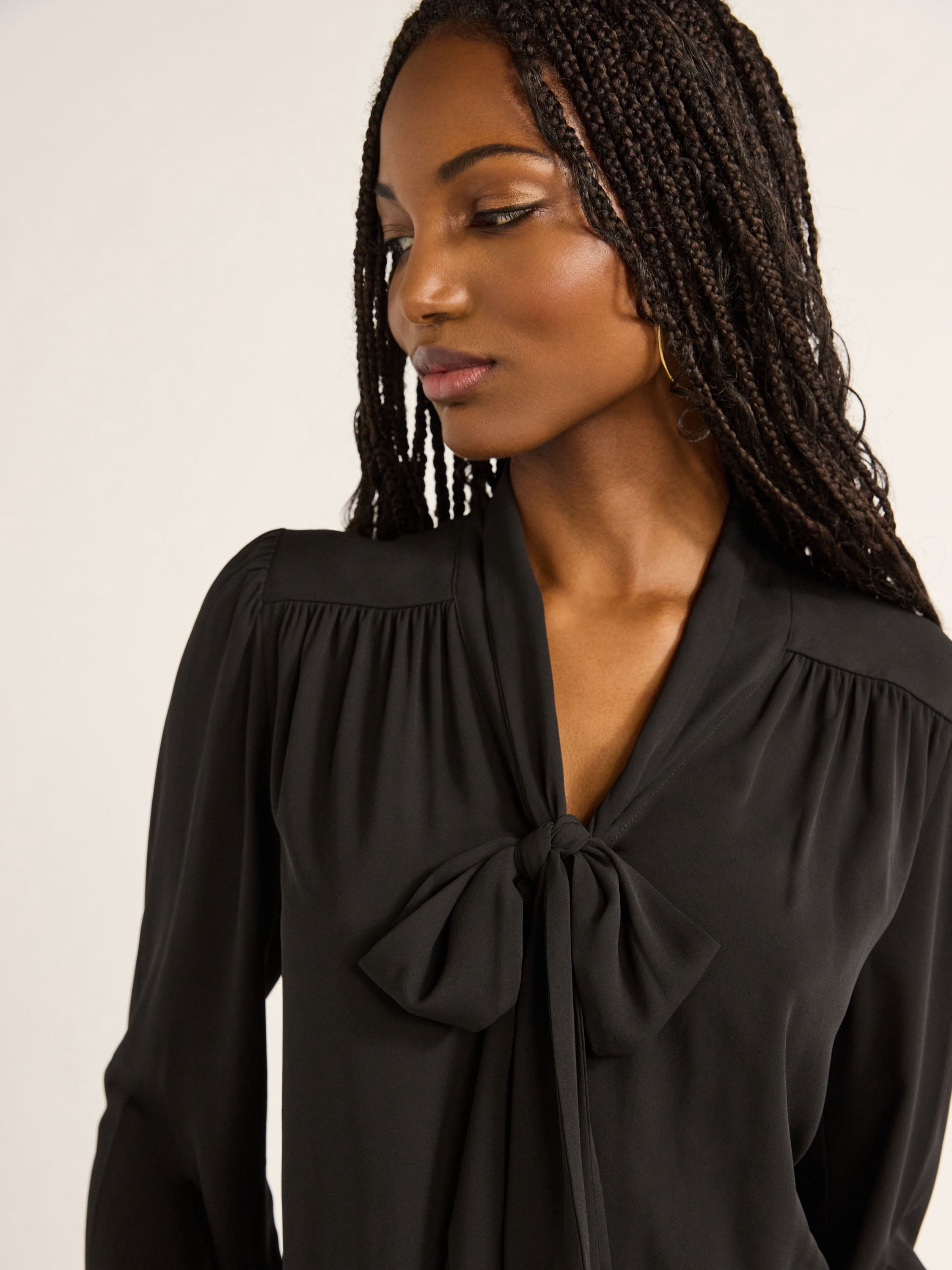 Sofia Jeans Women's Bow Blouse with Long Sleeves, Sizes XS-XXXL