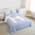 thumbnail image 3 of Feelyou Fashion Monogrammed H Queen Comforter Set for Girl, Modern Abstract Lines Bedding Sets, Cute Cartoon Reversible Bedding Comforter Set, Lightweight Room Decor, 3 Pieces, 3 of 8