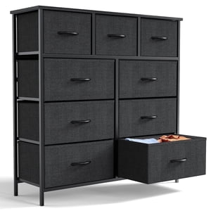 edx 9-Drawer Fabric Dresser, Black