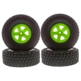 thumbnail image 2 of 4pcs RC Rubber Tires & Wheel Rims Set for /10 Short Course Green, 2 of 4