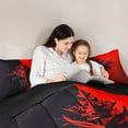 thumbnail image 5 of Feelyou Retro Gothic Graphic Bedding Comforter Set, Vintage Goth Graffiti Twin Comforter Sets, Black Red Reversible Bedding Set, Luxury Bedroom Decor, 2-Piece, 5 of 8