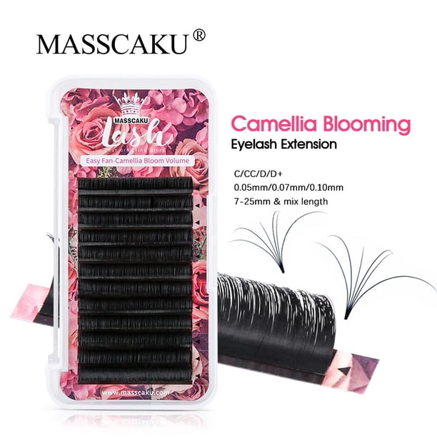 MASSCAKU Easy Fanning Volumen Mega Extensión de pestañas Autofloración Abanicos de floración rápida Pestañas Entrega rápida Tan Jianjun unisex