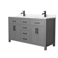 thumbnail image 3 of Wyndham Collection Beckett 60" Wood Double Bathroom Vanity in Green/Black, 3 of 7