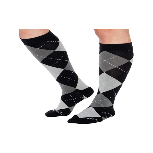 LISH Argyle Wide Calf Compression Socks Graduated 1525 mmHg Knee