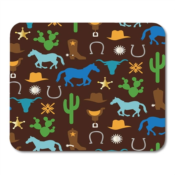 SIDONKU Silver Horse Cowboy Pattern Shoe Boot Boys Spurs Badge Mousepad Mouse Pad Mouse Mat 9x10 inch