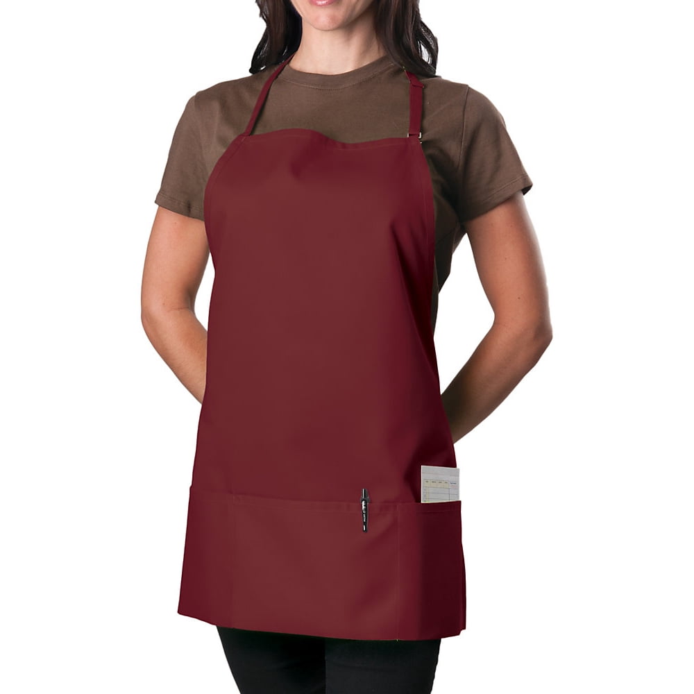 Unisex 3 Pocket Adjustable Bib Apron, Up to 60Pack