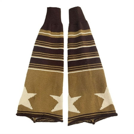 

Women Harajuku Gothic Knitted Flared Leg Warmer Socks Japanese Colorblock Striped Star Reversible Baggy Foot Boots Cover
