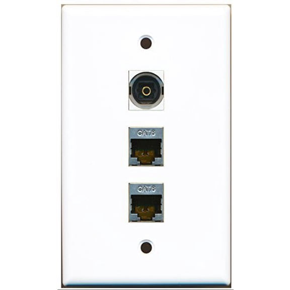 RiteAV - 2 Port Shielded Cat6 Ethernet and 1 Port Toslink Wall Plate