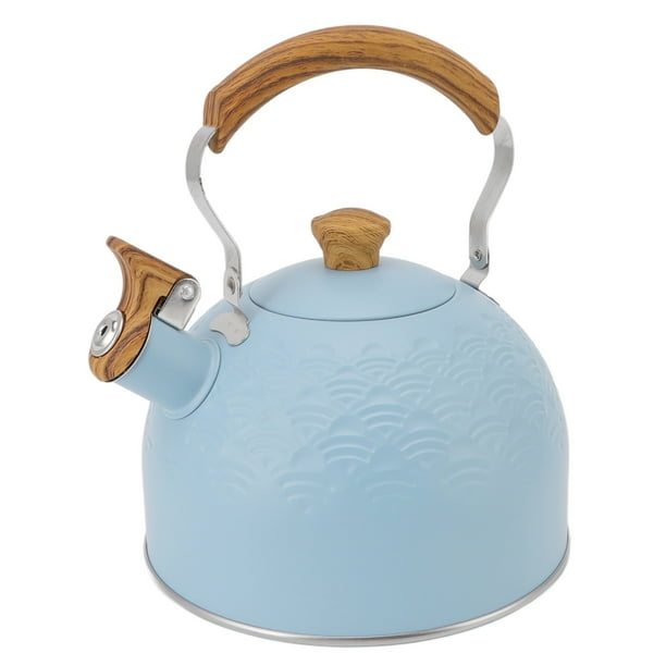 Hotelus Whistling Tea Kettle 2.5l Sky Blue Whistle Sound Stainless Steel Ergonomic Handle Stovetop Kettle For Kitchen Cafe Bar Blue